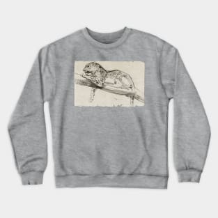 Leopard laying on a branch Crewneck Sweatshirt